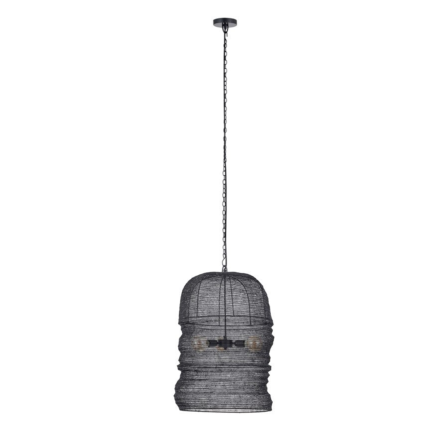 Canarm Kara 20in 3-Light Pendant | Industrial Matte Black and Mesh Iron | Kitchen Island & Dining Room | 20 x 20 x 31 in | Model IPL2154B03BP