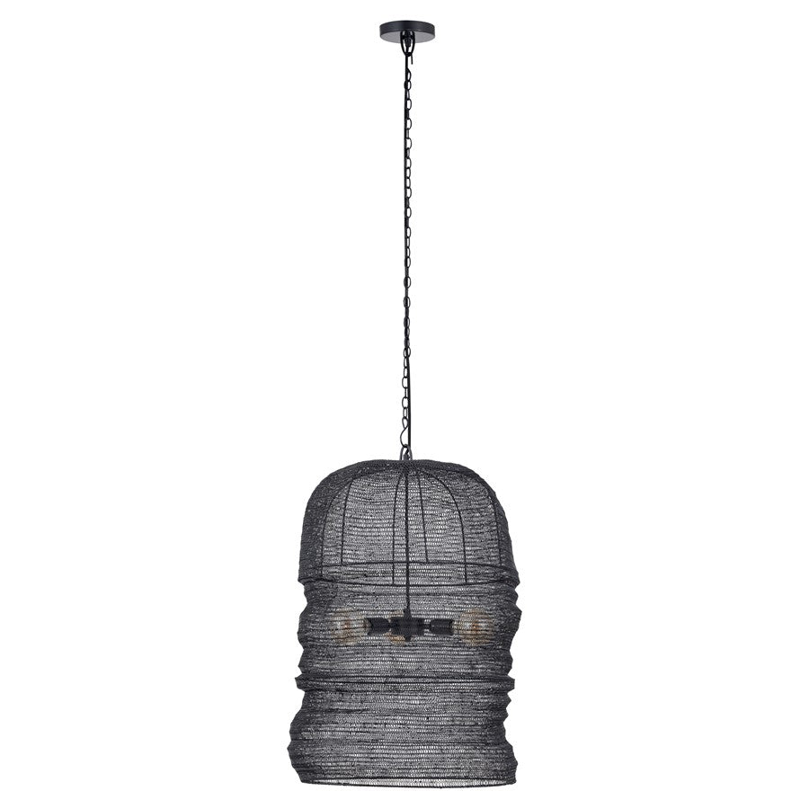 Canarm Kara 20in 3-Light Pendant | Industrial Matte Black and Mesh Iron | Kitchen Island & Dining Room | 20 x 20 x 31 in | Model IPL2154B03BP
