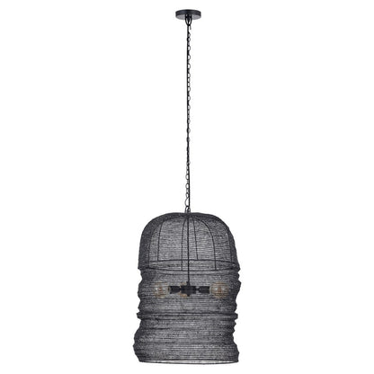 Canarm Kara 20in 3-Light Pendant | Industrial Matte Black and Mesh Iron | Kitchen Island & Dining Room | 20 x 20 x 31 in | Model IPL2154B03BP
