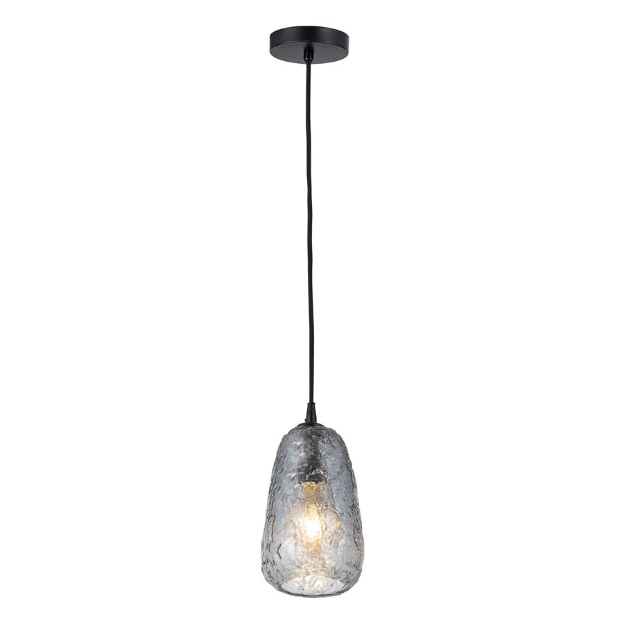 Canarm Eden 5in 1-Light Pendant | Modern Matte Black and Smoke Glass | Kitchen Island & Dining Room | 5 x 5 x 10 in | Model IPL2155B01BK