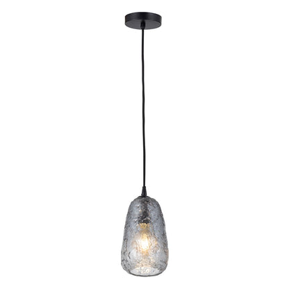 Canarm Eden 5in 1-Light Pendant | Modern Matte Black and Smoke Glass | Kitchen Island & Dining Room | 5 x 5 x 10 in | Model IPL2155B01BK