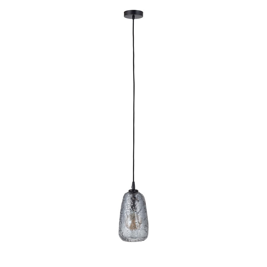 Canarm Eden 5in 1-Light Pendant | Modern Matte Black and Smoke Glass | Kitchen Island & Dining Room | 5 x 5 x 10 in | Model IPL2155B01BK