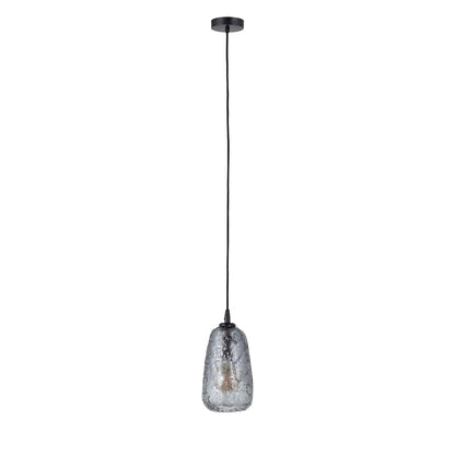 Canarm Eden 5in 1-Light Pendant | Modern Matte Black and Smoke Glass | Kitchen Island & Dining Room | 5 x 5 x 10 in | Model IPL2155B01BK