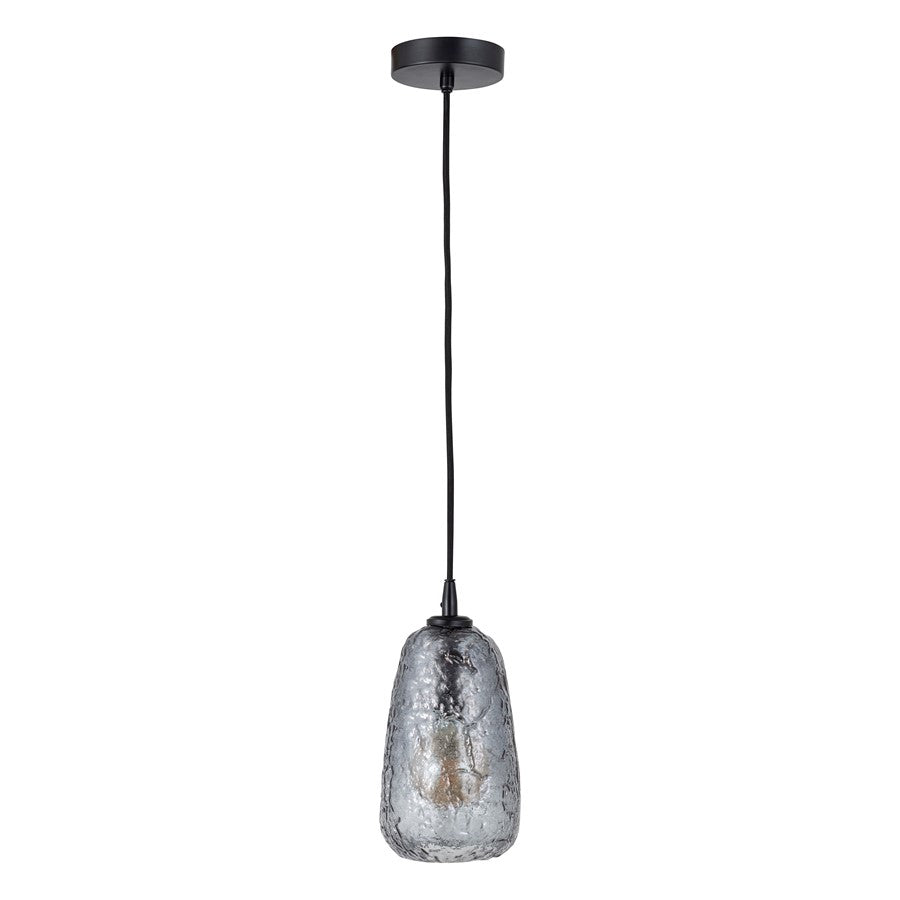 Canarm Eden 5in 1-Light Pendant | Modern Matte Black and Smoke Glass | Kitchen Island & Dining Room | 5 x 5 x 10 in | Model IPL2155B01BK