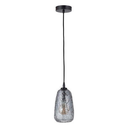 Canarm Eden 5in 1-Light Pendant | Modern Matte Black and Smoke Glass | Kitchen Island & Dining Room | 5 x 5 x 10 in | Model IPL2155B01BK