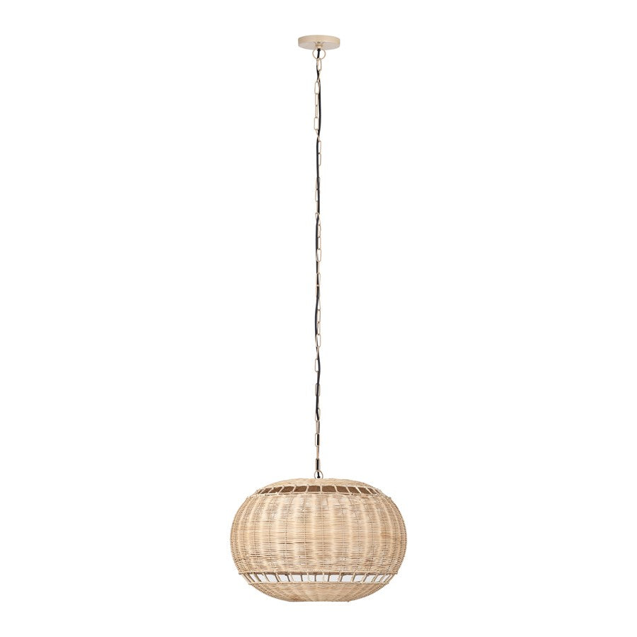 Canarm Sidney 23in 3-Light Pendant | Coastal Natural Rattan and Iron | Dining Room & Living Room | 23 x 23 x 17 in | Model IPL2156B03NA
