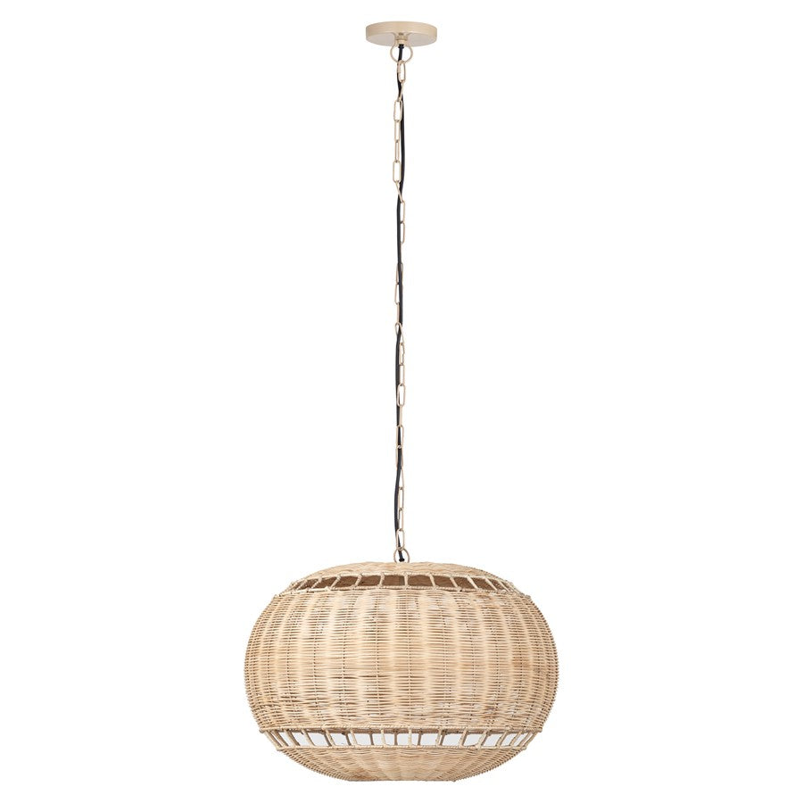 Canarm Sidney 23in 3-Light Pendant | Coastal Natural Rattan and Iron | Dining Room & Living Room | 23 x 23 x 17 in | Model IPL2156B03NA