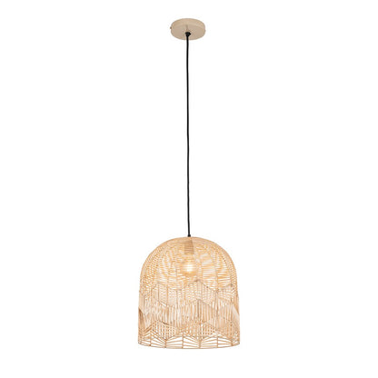 Canarm Indy 16in 1-Light Pendant | Natural Rattan and Iron | Dining Room & Kitchen | 16 x 16 x 17 in | Model IPL2157B01NA