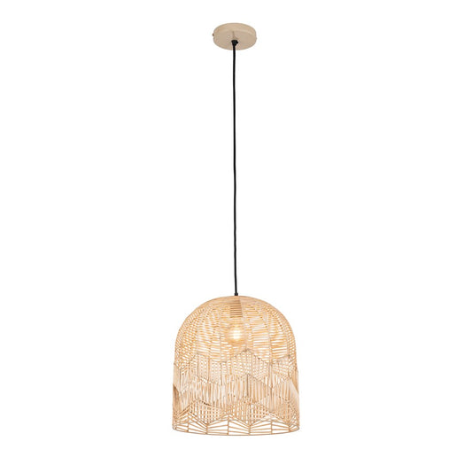 Canarm Indy 16in 1-Light Pendant | Natural Rattan and Iron | Dining Room & Kitchen | 16 x 16 x 17 in | Model IPL2157B01NA