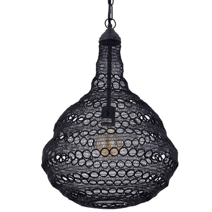 Canarm Agra 14.5in 1-Light Swag Pendant | Boho Modern Matte Black Metal | Dining Room & Kitchen Island | 14.5 x 14.5 x 7 in | Model IPL2178B01BK