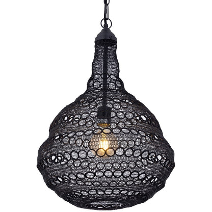 Canarm Agra 14.5in 1-Light Swag Pendant | Boho Modern Matte Black Metal | Dining Room & Kitchen Island | 14.5 x 14.5 x 7 in | Model IPL2178B01BK