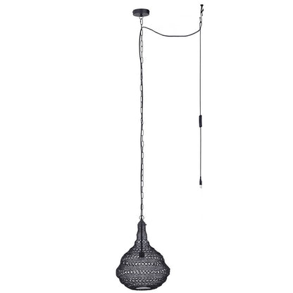 Canarm Agra 14.5in 1-Light Swag Pendant | Boho Modern Matte Black Metal | Dining Room & Kitchen Island | 14.5 x 14.5 x 7 in | Model IPL2178B01BK