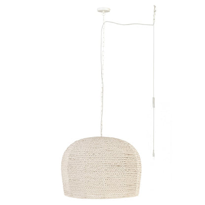 Canarm Kutna 26in 3-Light Swag Pendant | Boho Modern Natural Woven Iron | Kitchen Island & Living Room | 26 x 26 x 18 in | Model IPL2179B03NA
