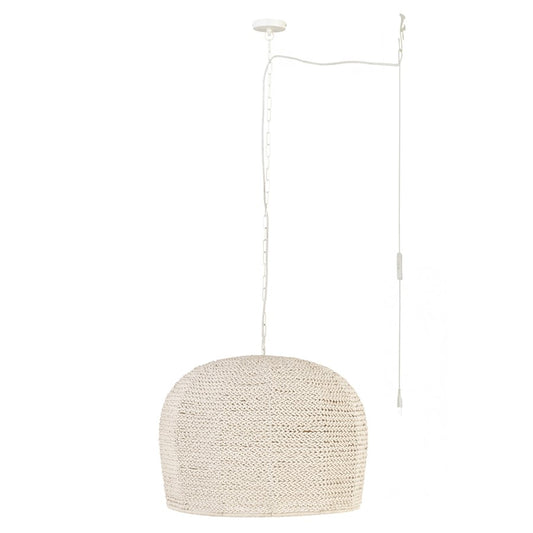 Canarm Kutna 26in 3-Light Swag Pendant | Boho Modern Natural Woven Iron | Kitchen Island & Living Room | 26 x 26 x 18 in | Model IPL2179B03NA