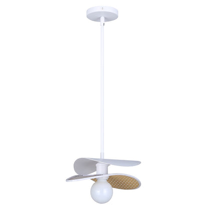Canarm Elodie 13.75in 1-Light Pendant | Contemporary Matte White Steel & Rattan | Kitchen & Dining Room | Model IPL2181B01WHP