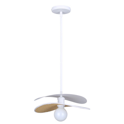 Canarm Elodie 13.75in 1-Light Pendant | Contemporary Matte White Steel & Rattan | Kitchen & Dining Room | Model IPL2181B01WHP