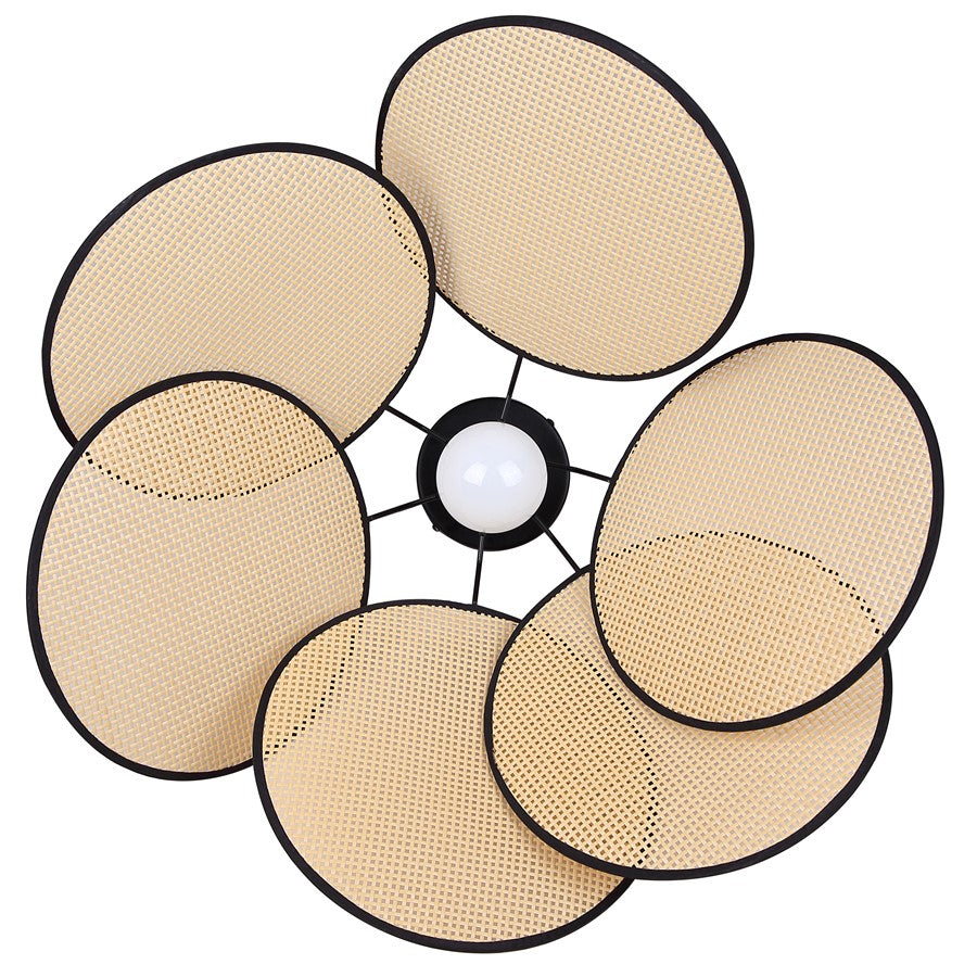 Canarm Madison 23.6in 1-Light Pendant | Modern Matte Black Steel & Rattan | Dining Room & Kitchen Island | Model IPL2182B01BKP