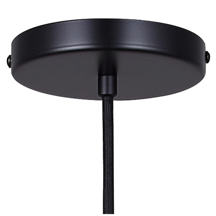 Canarm Madison 23.6in 1-Light Pendant | Modern Matte Black Steel & Rattan | Dining Room & Kitchen Island | Model IPL2182B01BKP