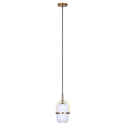 Canarm Eve 6in 1-Light Pendant | Modern Gold and Ribbed Opal Glass | Kitchen Island & Dining Room | 6 x 6 x 14.625 in | Model IPL2190B01GD