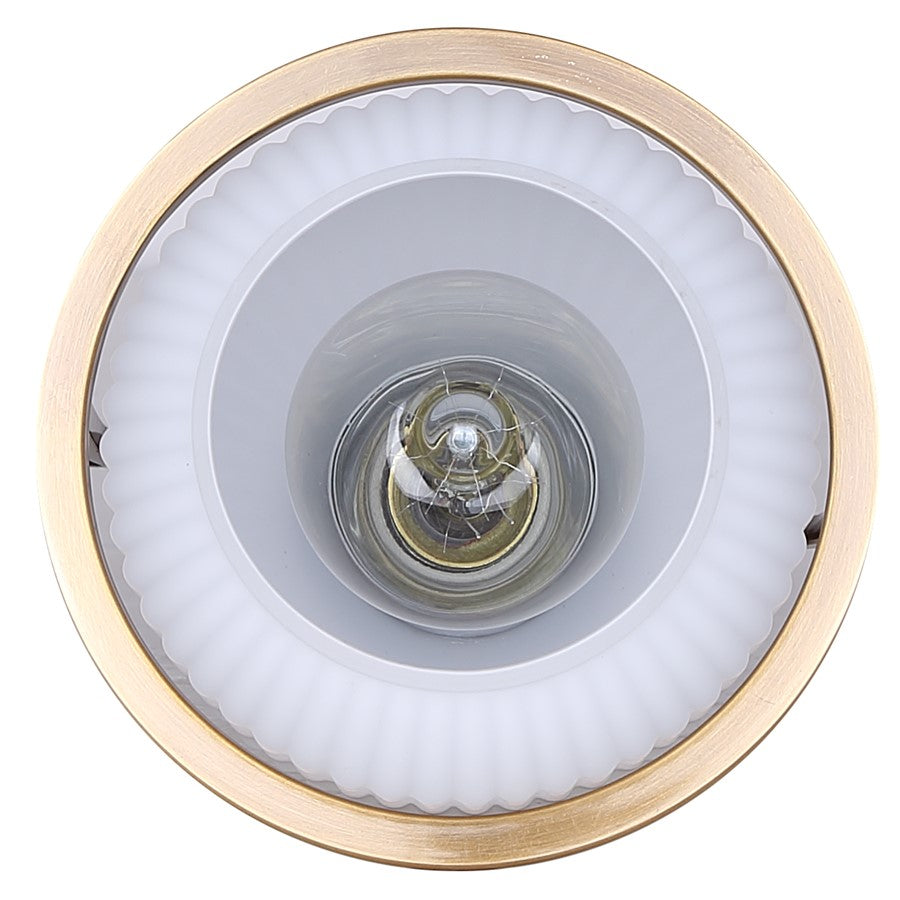 Canarm Eve 6in 1-Light Pendant | Modern Gold and Ribbed Opal Glass | Kitchen Island & Dining Room | 6 x 6 x 14.625 in | Model IPL2190B01GD