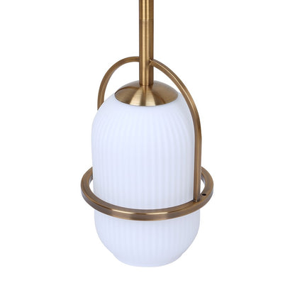 Canarm Eve 6in 1-Light Pendant | Modern Gold and Ribbed Opal Glass | Kitchen Island & Dining Room | 6 x 6 x 14.625 in | Model IPL2190B01GD