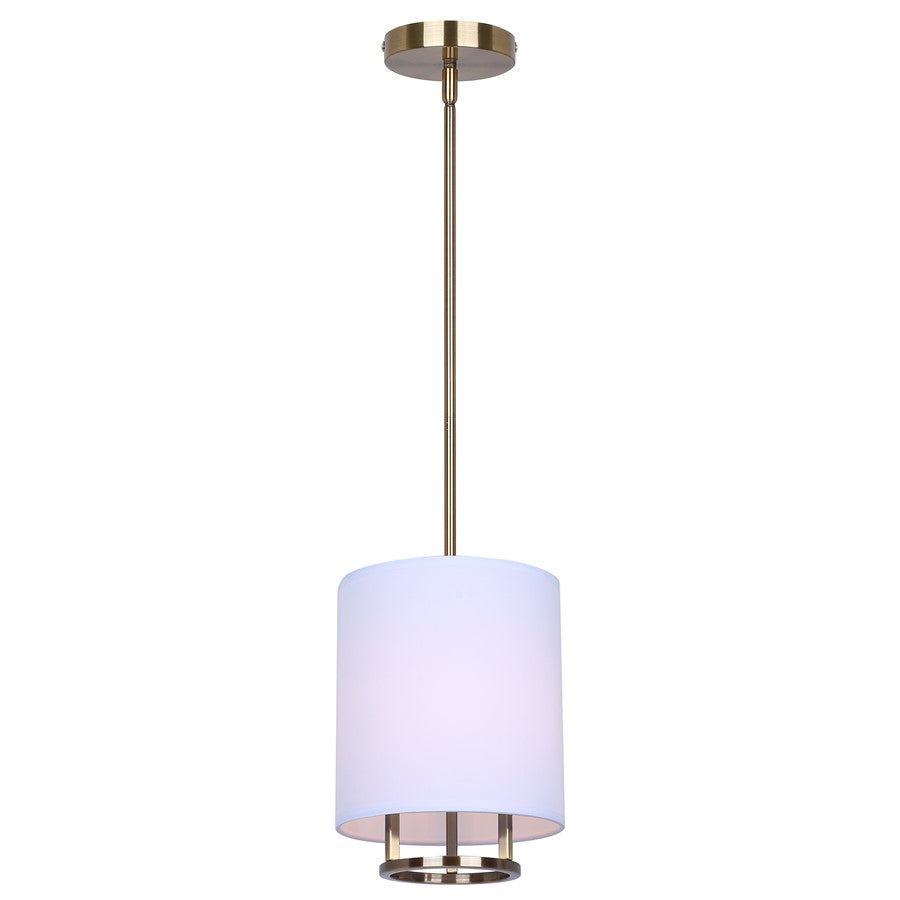 Canarm Bonnie 8in 1-Light Pendant | Modern Gold and White Fabric Shade | Kitchen Island & Dining Room | 8 x 8 x 13.75 in | Model IPL2191B01GD