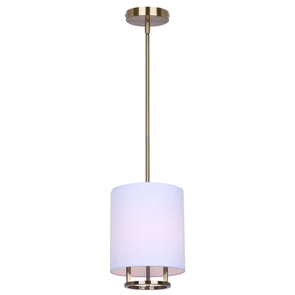 Canarm Bonnie 8in 1-Light Pendant | Modern Gold and White Fabric Shade | Kitchen Island & Dining Room | 8 x 8 x 13.75 in | Model IPL2191B01GD