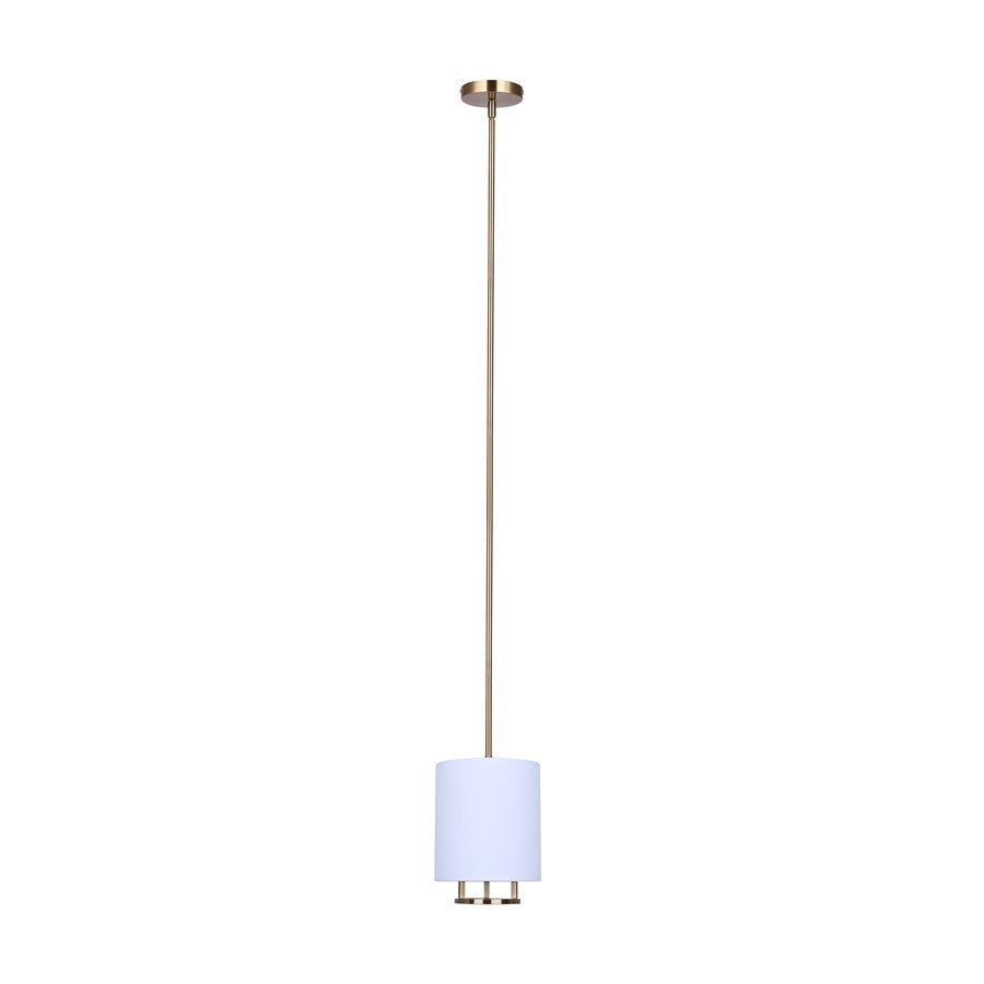 Canarm Bonnie 8in 1-Light Pendant | Modern Gold and White Fabric Shade | Kitchen Island & Dining Room | 8 x 8 x 13.75 in | Model IPL2191B01GD