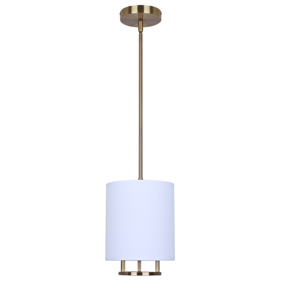 Canarm Bonnie 8in 1-Light Pendant | Modern Gold and White Fabric Shade | Kitchen Island & Dining Room | 8 x 8 x 13.75 in | Model IPL2191B01GD