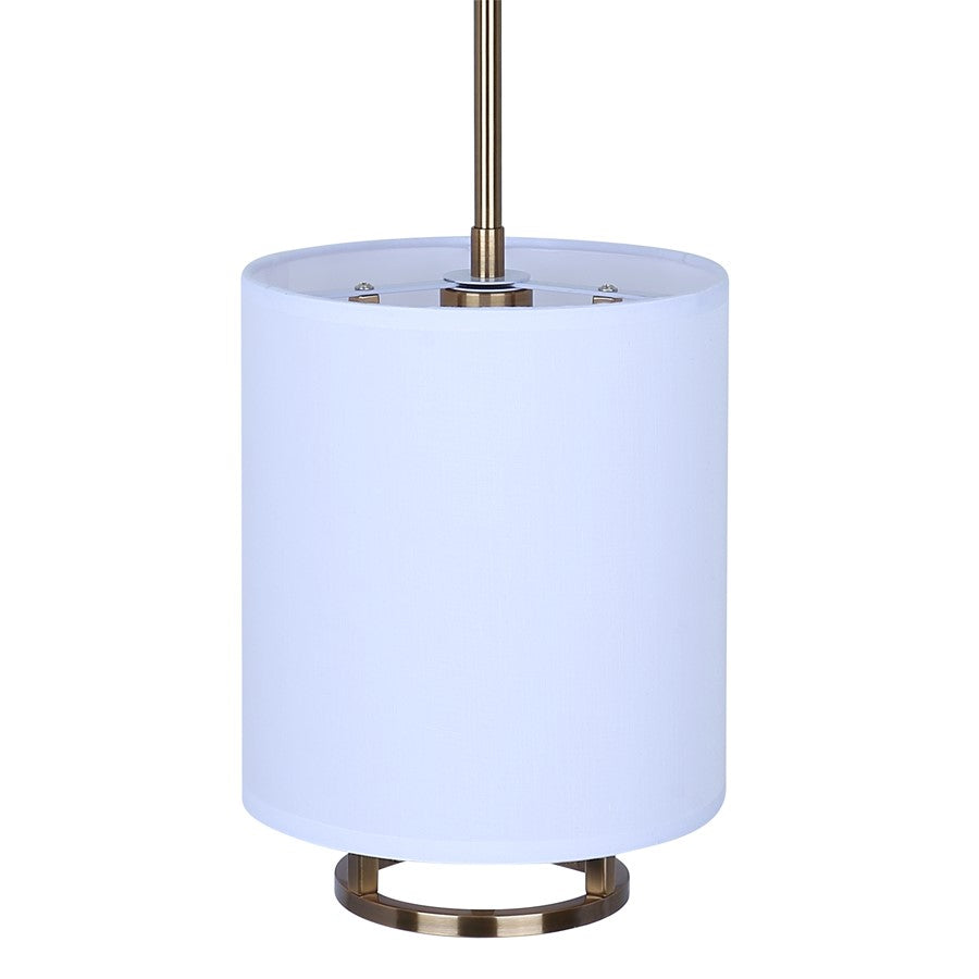 Canarm Bonnie 8in 1-Light Pendant | Modern Gold and White Fabric Shade | Kitchen Island & Dining Room | 8 x 8 x 13.75 in | Model IPL2191B01GD