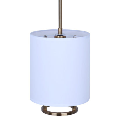 Canarm Bonnie 8in 1-Light Pendant | Modern Gold and White Fabric Shade | Kitchen Island & Dining Room | 8 x 8 x 13.75 in | Model IPL2191B01GD