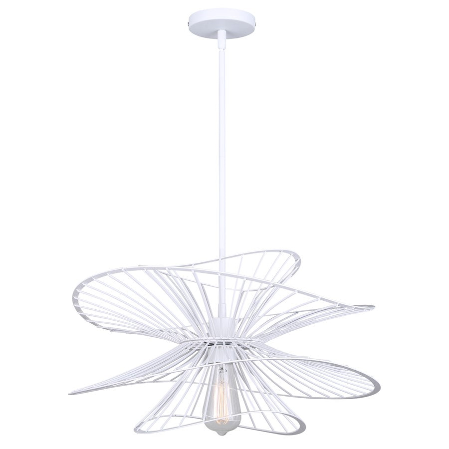 Canarm Channel 20in 1-Light Pendant | Industrial White Steel | Kitchen Island & Dining Room | 20 x 20 x 16.625 in | Model IPL2193B01WH