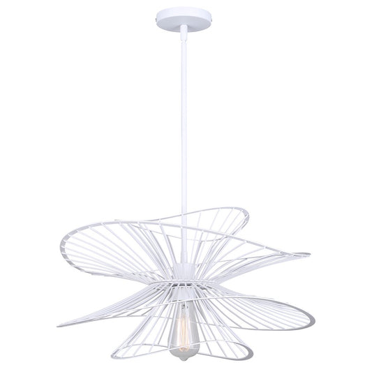 Canarm Channel 20in 1-Light Pendant | Industrial White Steel | Kitchen Island & Dining Room | 20 x 20 x 16.625 in | Model IPL2193B01WH