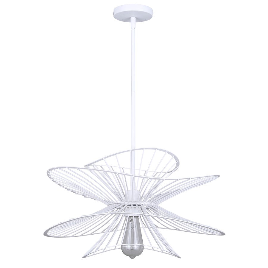 Canarm Channel 20in 1-Light Pendant | Industrial White Steel | Kitchen Island & Dining Room | 20 x 20 x 16.625 in | Model IPL2193B01WH