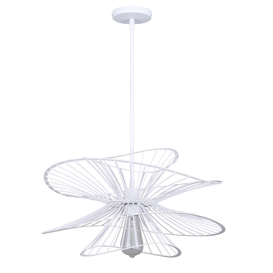 Canarm Channel 20in 1-Light Pendant | Industrial White Steel | Kitchen Island & Dining Room | 20 x 20 x 16.625 in | Model IPL2193B01WH