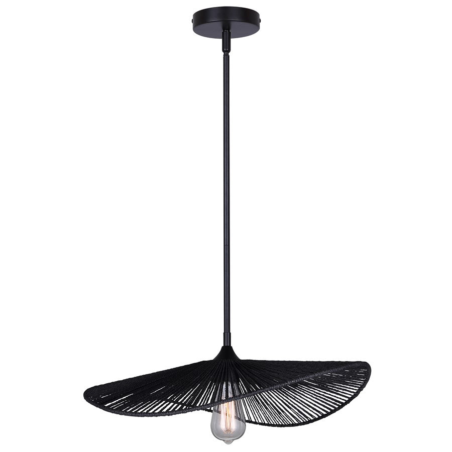 Canarm Georgia 20in 1-Light Pendant | Boho Black Woven Steel | Dining Room & Living Area | 20 x 20 x 9.375 in | Model IPL2208B01BK