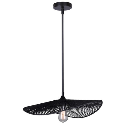 Canarm Georgia 20in 1-Light Pendant | Boho Black Woven Steel | Dining Room & Living Area | 20 x 20 x 9.375 in | Model IPL2208B01BK
