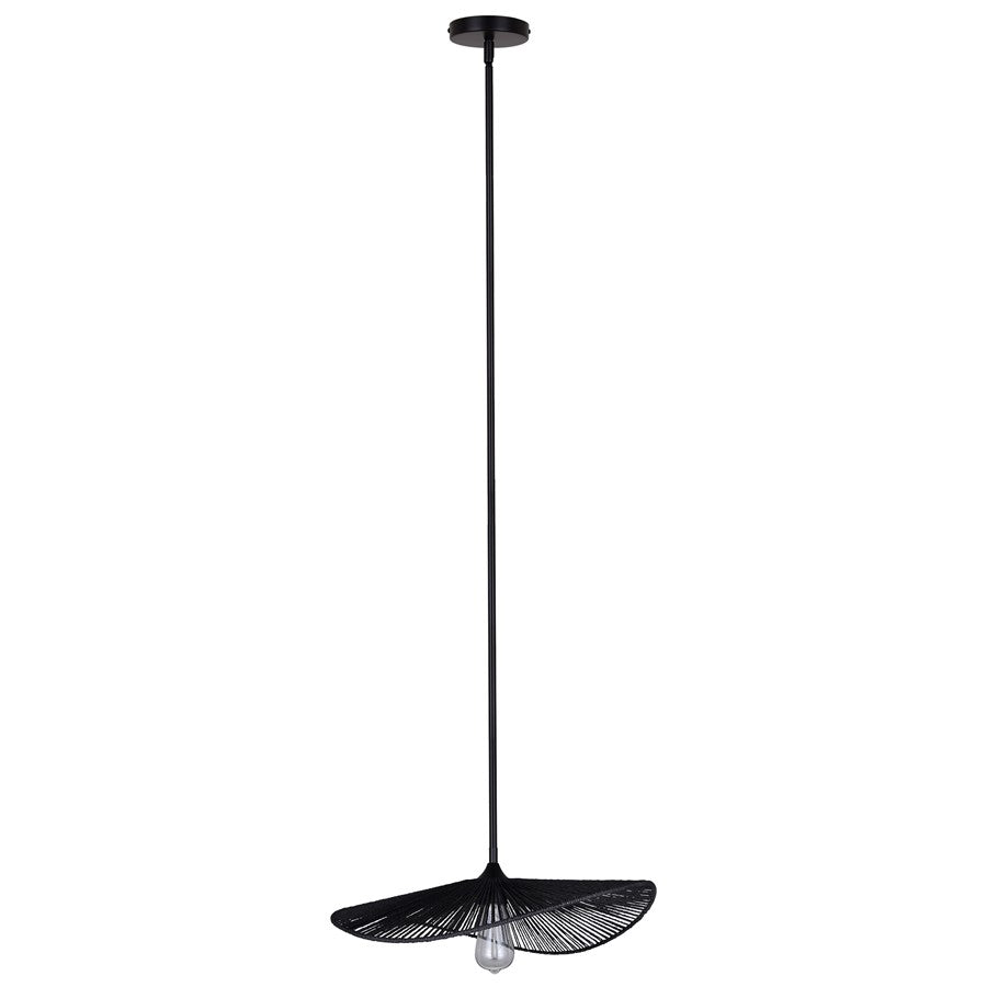 Canarm Georgia 20in 1-Light Pendant | Boho Black Woven Steel | Dining Room & Living Area | 20 x 20 x 9.375 in | Model IPL2208B01BK