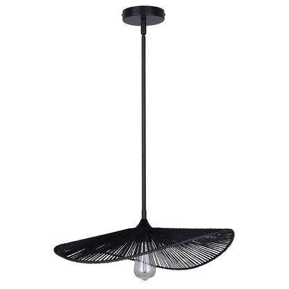Canarm Georgia 20in 1-Light Pendant | Boho Black Woven Steel | Dining Room & Living Area | 20 x 20 x 9.375 in | Model IPL2208B01BK