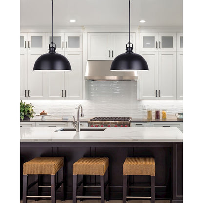 Canarm Polo 16in 1-Light Pendant | Matte Black Steel | Entryway & Kitchen Island | 16 x 16 x 15 in | Model IPL222B01BK16