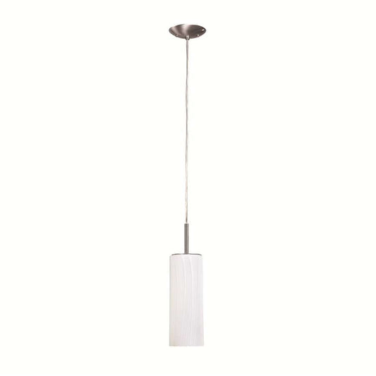Canarm Helena 63in 1-Light Pendant | Brushed Pewter and White Lined Glass | Kitchen Island & Dining Room | 4.75 x 4.75 x 63 in | Model IPL305A01BPT
