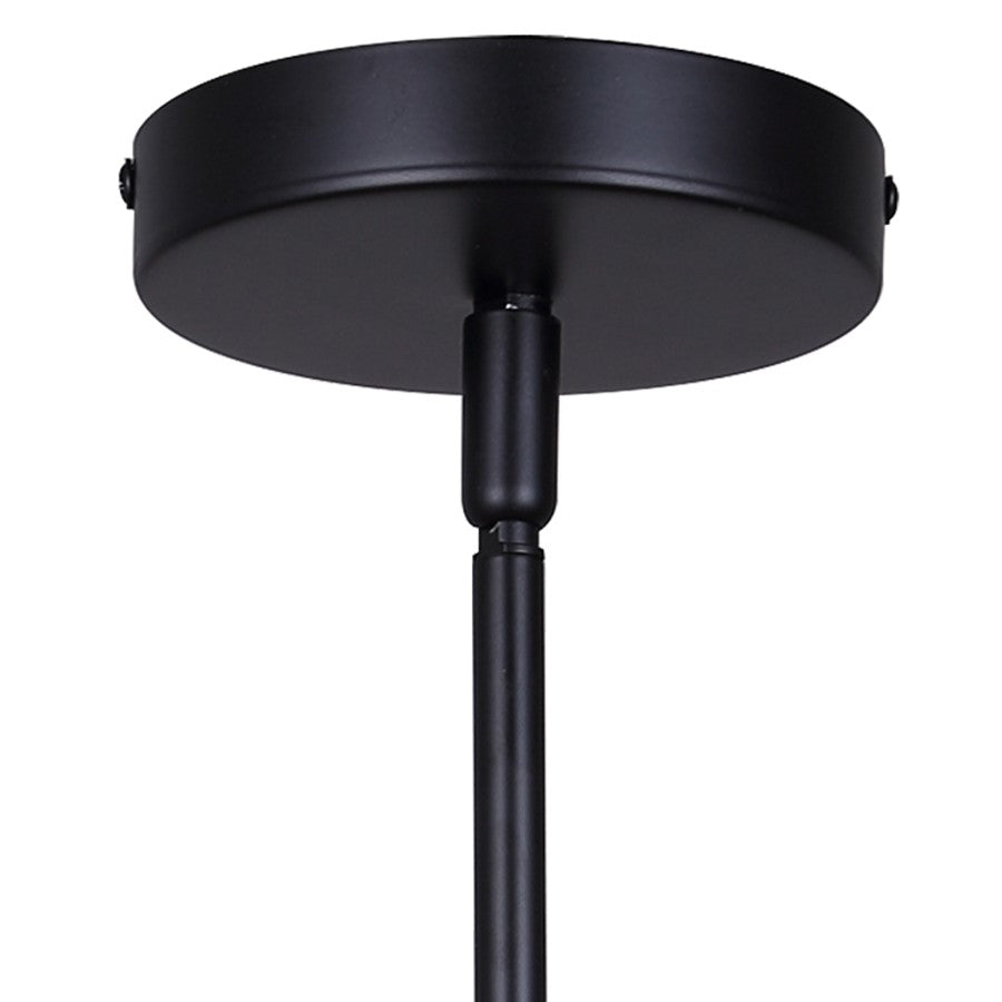 Canarm Dexter 16in 3-Light Pendant | Matte Black and Faux-Wood Drum Shade | Kitchen Island & Dining Room | Model IPL318A03BKW16