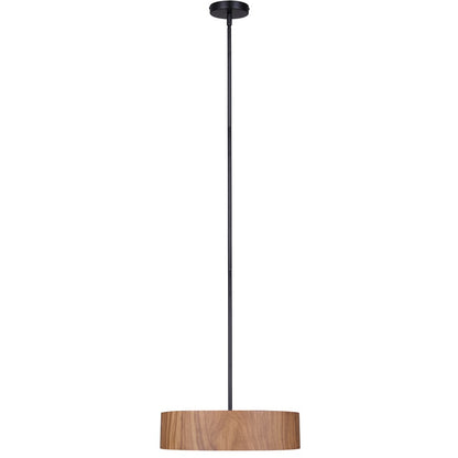 Canarm Dexter 16in 3-Light Pendant | Matte Black and Faux-Wood Drum Shade | Kitchen Island & Dining Room | Model IPL318A03BKW16