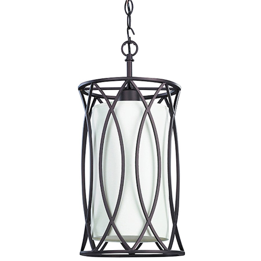 Canarm Monica 9in 1-Light Pendant | Oil Rubbed Bronze and Cream Fabric Shade | Entryway & Dining Room | 8.375 x 8.375 x 17 in | Model IPL320A01ORB9