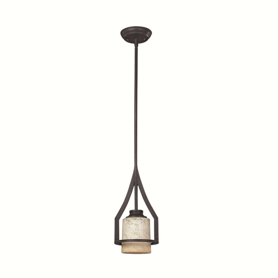 Canarm Warren 6.5in 1-Light Pendant | Traditional Rubbed Antique and Tea Stained Glass | Kitchen Island & Dining Room | Model IPL375A01RA