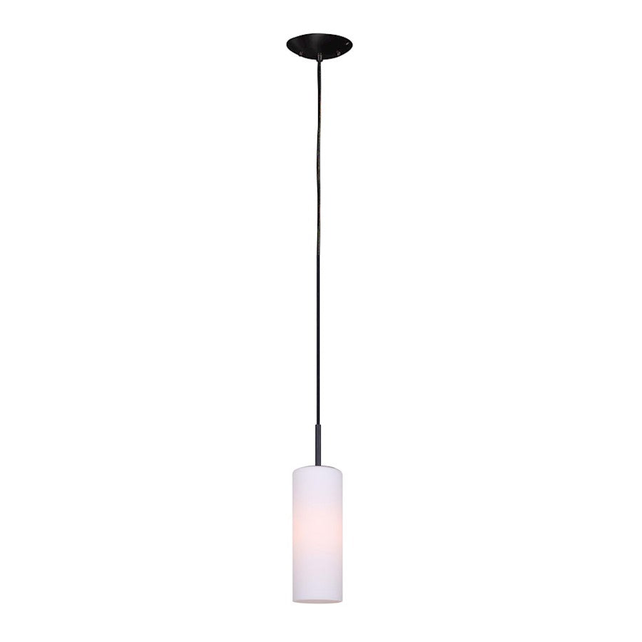 Canarm Toni 4.75in 1-Light Pendant | Modern Matte Black and Opal Glass | Kitchen Island & Entryway | 4.75 x 4.75 x 63 in | Model IPL379A01BK