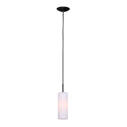 Canarm Toni 4.75in 1-Light Pendant | Modern Matte Black and Opal Glass | Kitchen Island & Entryway | 4.75 x 4.75 x 63 in | Model IPL379A01BK