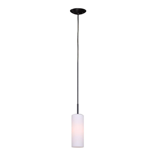 Canarm Toni 4.75in 1-Light Pendant | Modern Matte Black and Opal Glass | Kitchen Island & Entryway | 4.75 x 4.75 x 63 in | Model IPL379A01BK