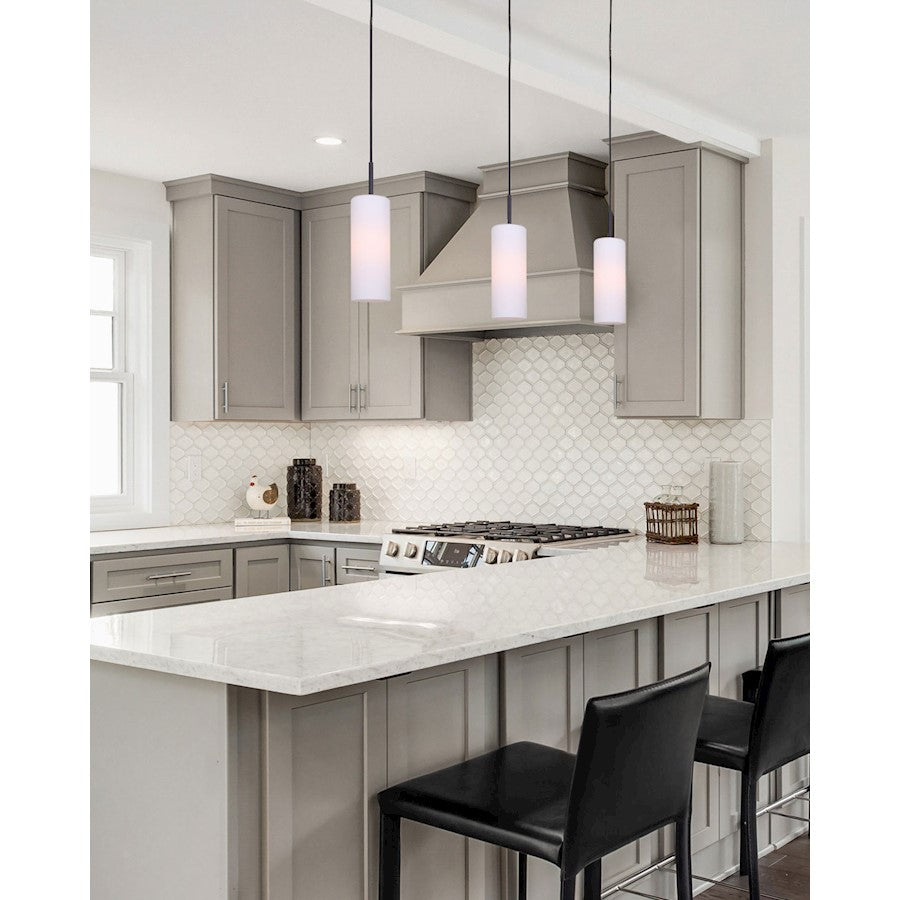 Canarm Toni 4.75in 1-Light Pendant | Modern Matte Black and Opal Glass | Kitchen Island & Entryway | 4.75 x 4.75 x 63 in | Model IPL379A01BK
