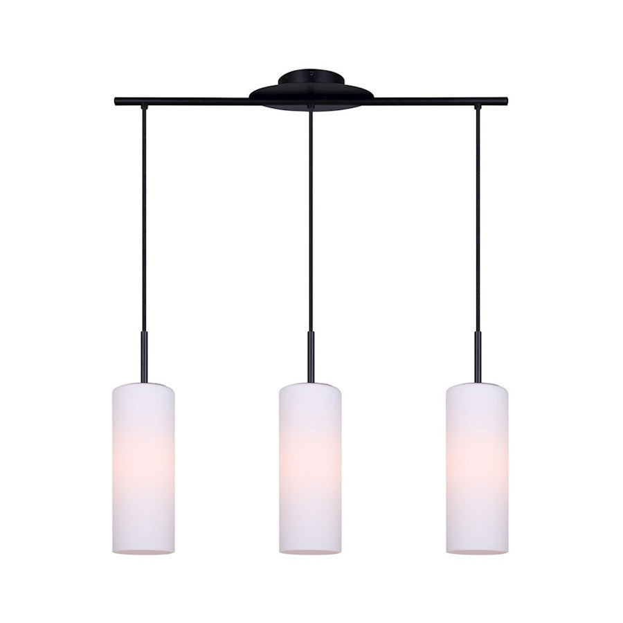 Canarm Toni 28in 3-Light Pendant | Modern Matte Black and Opal Glass | Kitchen Island & Entryway | 28 x 6 x 16.5-64.5 in | Model IPL379A03BK